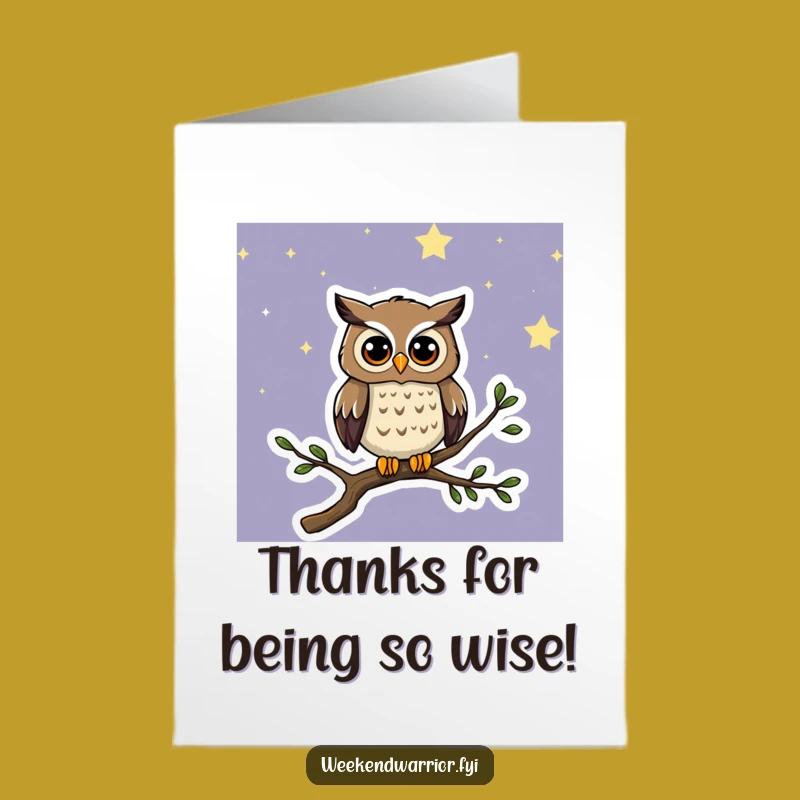 Free Printable Thank You Card: Curious Owl - Appreciative Night Sky Gift