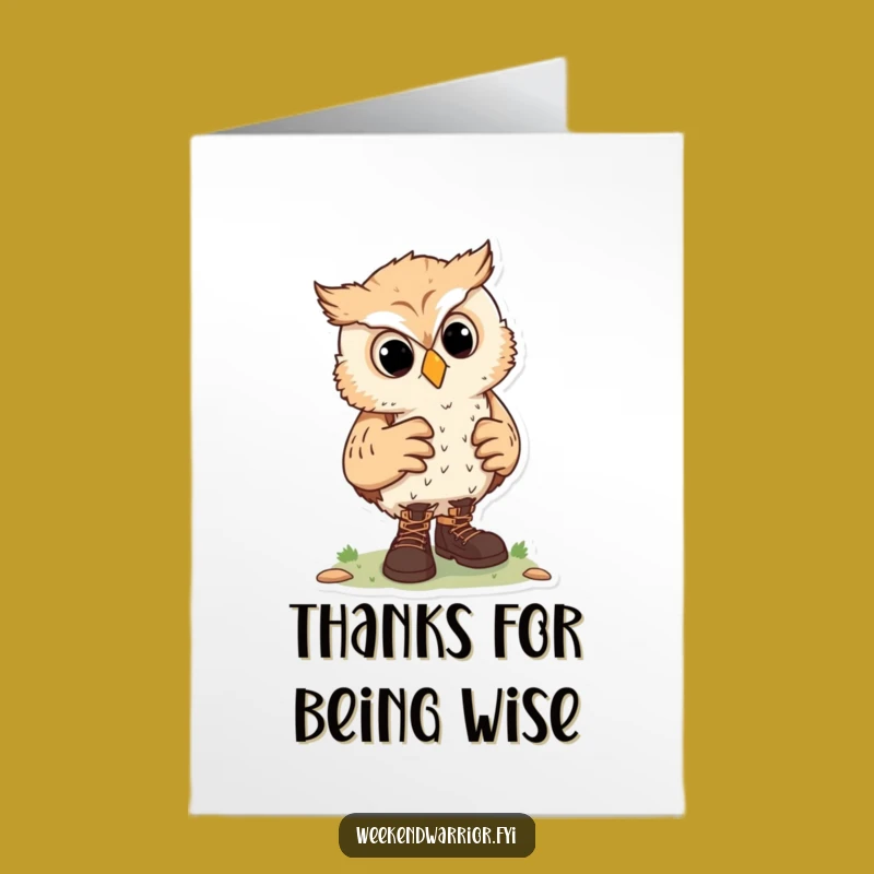 Free Printable Thank You Card: Owl Hiker Thanks Funny Downloadable Greeting Gift