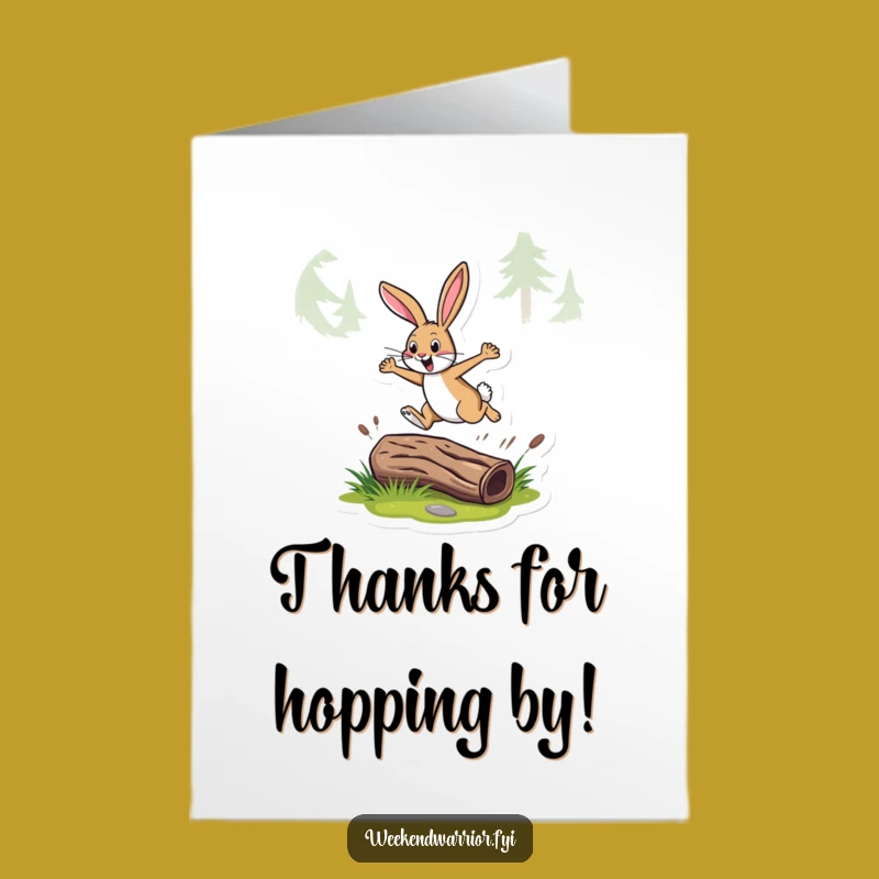 Hilarious Free Printable Thank You Card: Energetic Rabbit Leaping - Funny Downloadable Gift Expressing Thanks