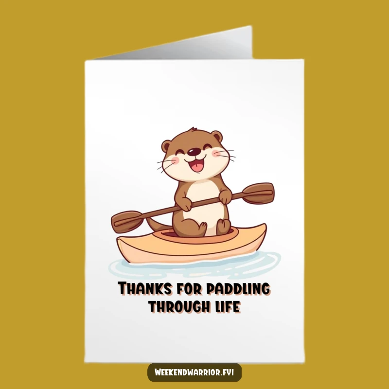 Free Printable Thank You Card Otter Kayaking - Humorous Downloadable Appreciation Greeting