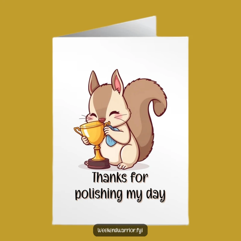Free Printable Thank You Card: Amusing Squirrel Trophy Polish Digital Download for Gratefulness