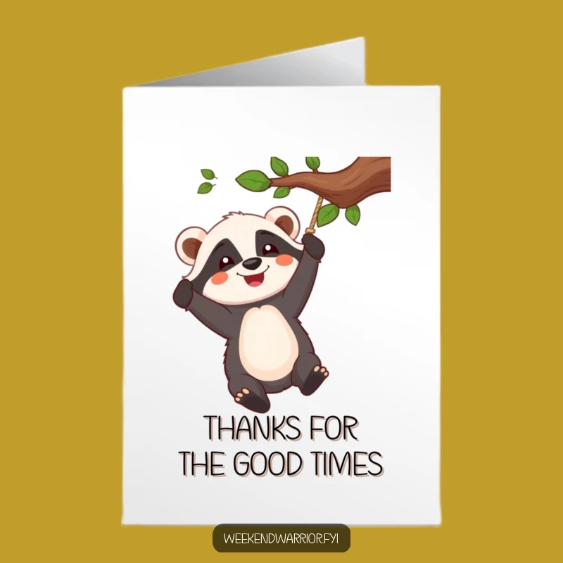 Free Printable Thank You Card: Badger Swinging Thanks! Downloadable Grateful Humorous Gift