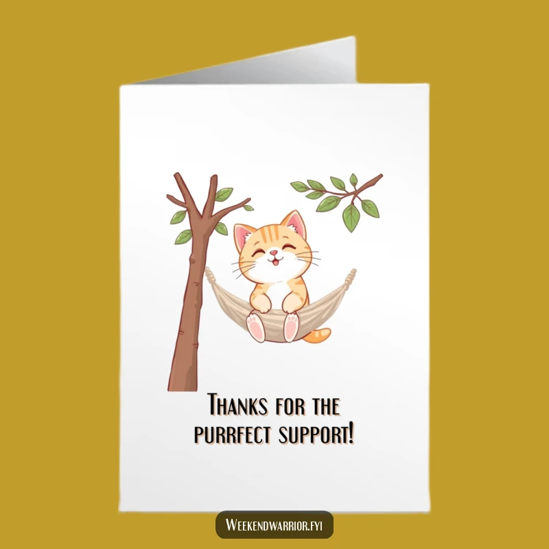 Chill Free Printable Thank You Card: Kawaii Cat Hammock Thanks Downloadable