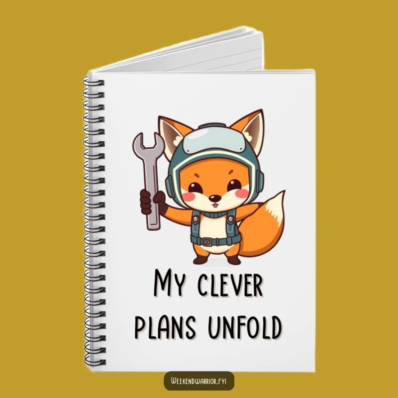 Funny Determined Fox Mechanic Notebook - Hilarious Journal for Project Plans