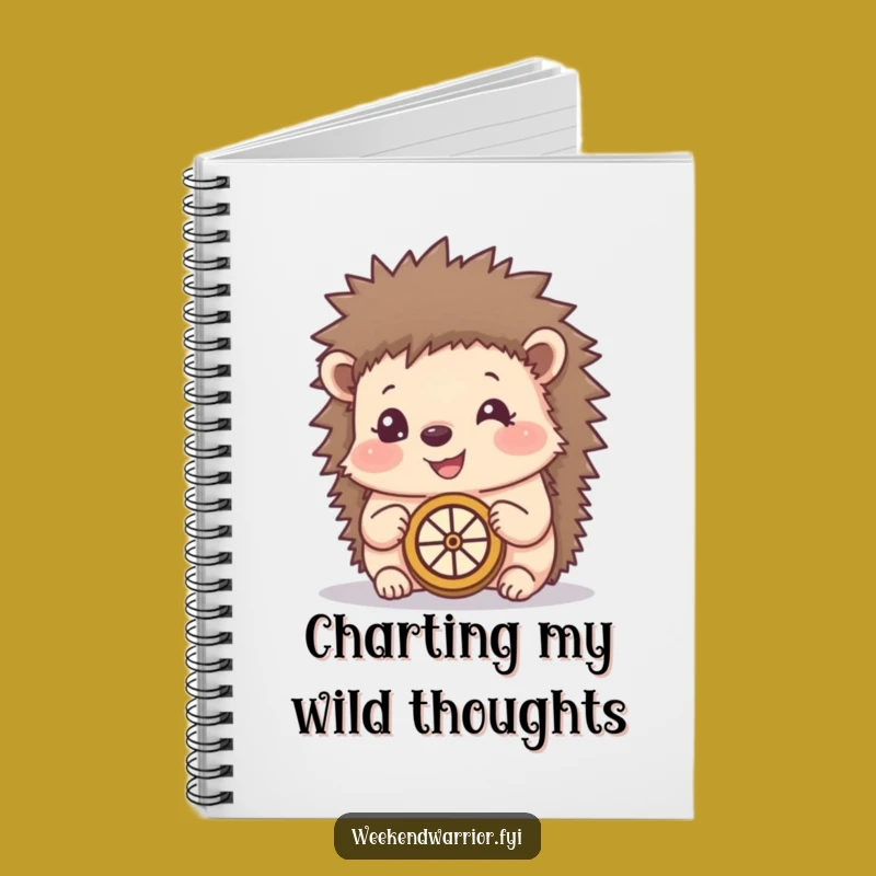 Funny Happy Hedgehog Compass Notebook - Whimsical Explorer Journal Gift