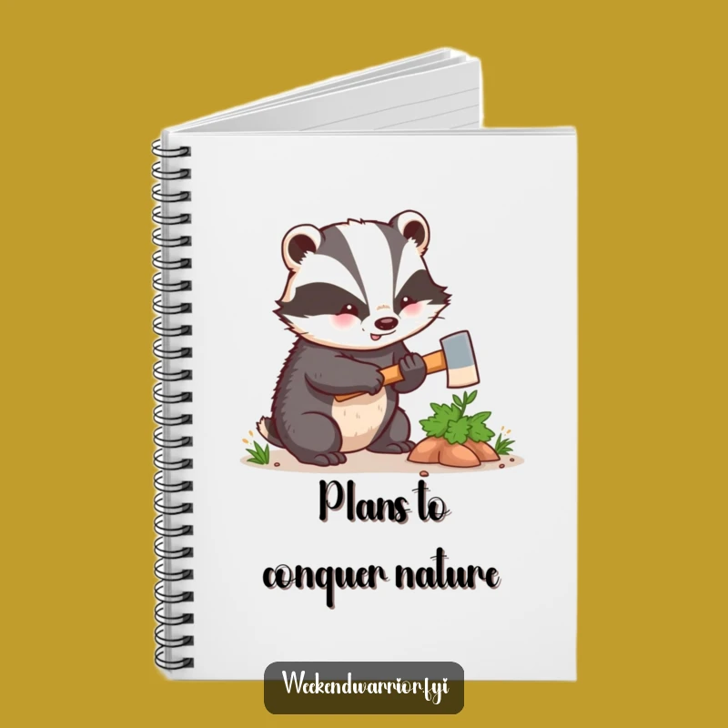Funny Kawaii Badger Notebook - Hilarious Woodland Axe Journal