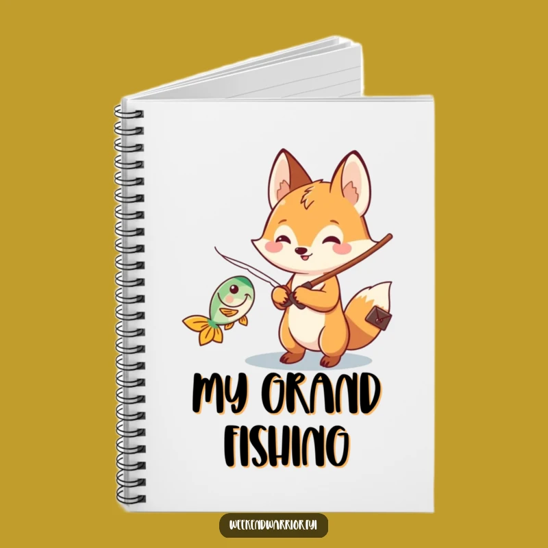Funny Kawaii Fox Fishing Notebook - Jot Down Your Catches