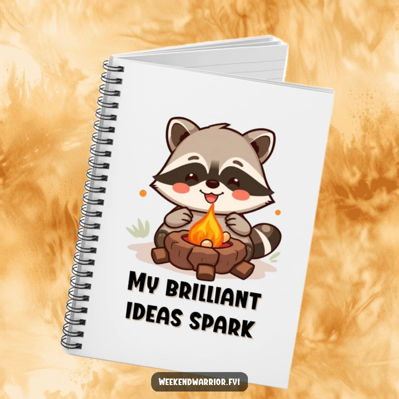Funny Kawaii Raccoon Notebook featuring a joyful grilling character, perfect for jotting down culinary thoughts humorously. Ideal funny gift.