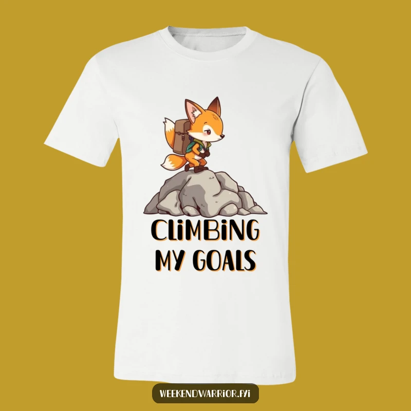 Funny Fox Climbing T-Shirt: Determined Adventurer Backpacking Tee, Great Gift