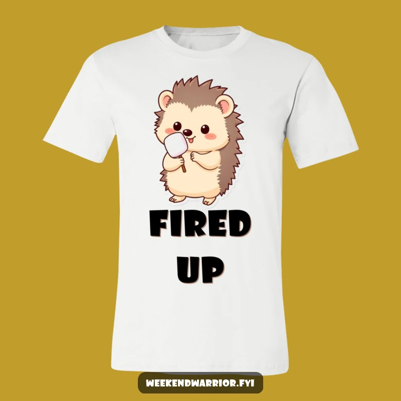 Funny Kawaii Hedgehog T-Shirt: Adorable Marshmallow Roasting Tee for Laughs