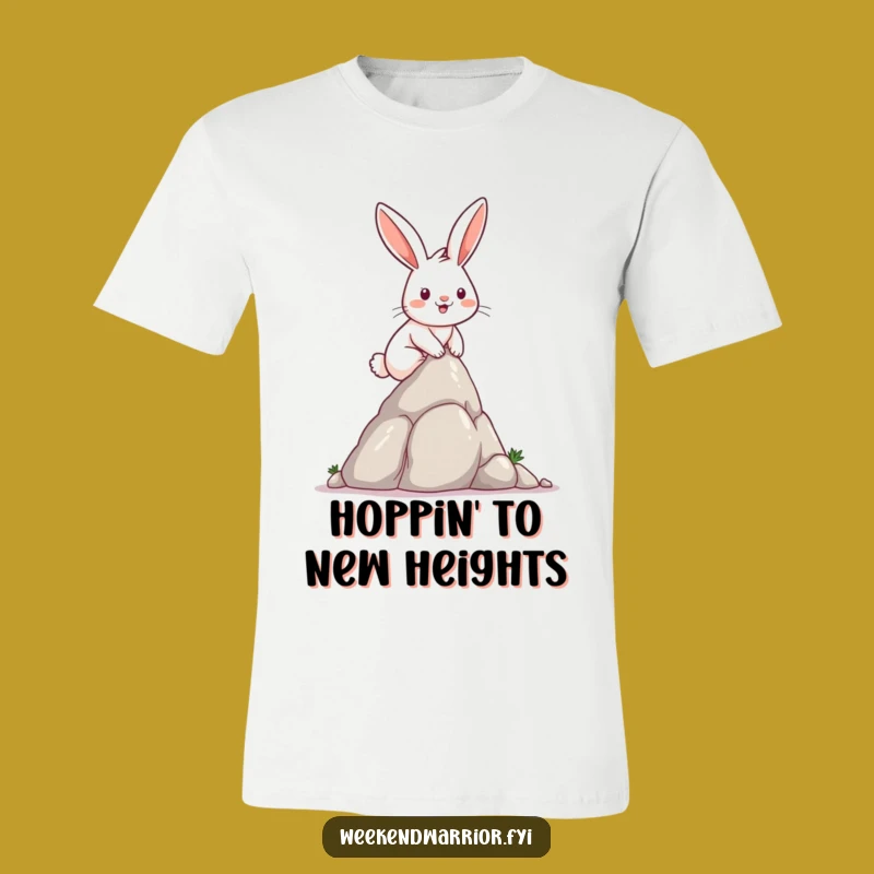 Funny Rabbit Rock Climber Tee: Determined bunny's achievement, a hilarious and inspiring funny gift.