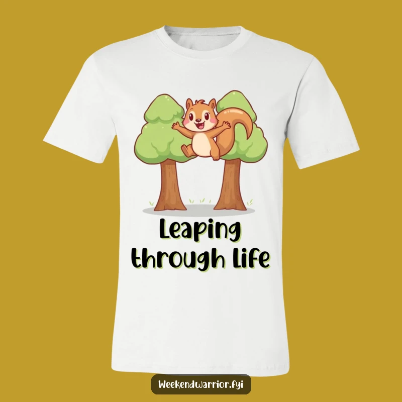 Funny Squirrel T-Shirt: Joyful leap between trees, a hilarious and energetic funny gift.