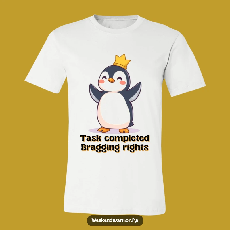 Funny Penguin Conqueror T-Shirt - Hilarious Victorious Bird Gift