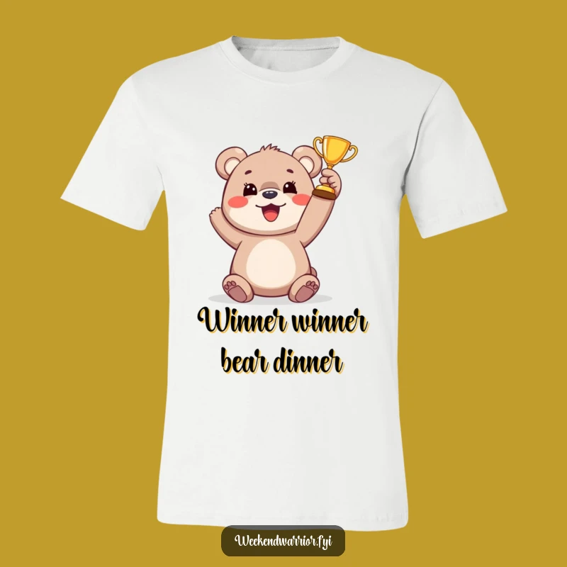 Funny Bear Cub Victory T-Shirt: Cute Cub Raising Trophy Tee, Perfect Funny Gift