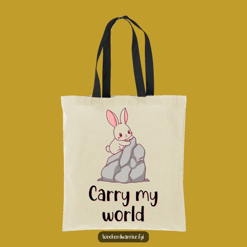 Funny Kawaii Rabbit Tote Bag - Hilarious Climbing Adventure Carry-All