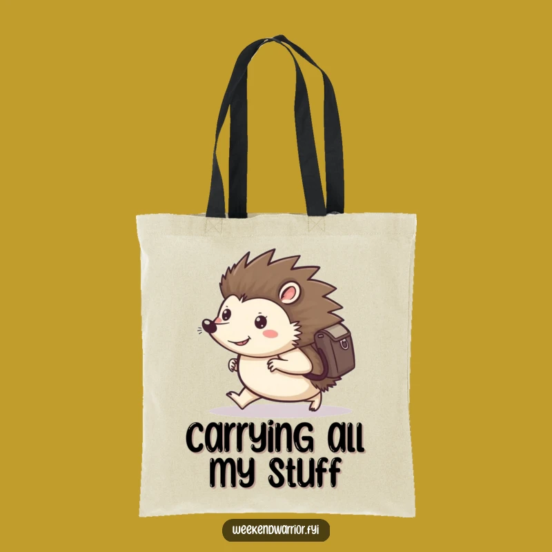 Funny Hedgehog Tote Bag: Carry Your Journey with This Determined Design