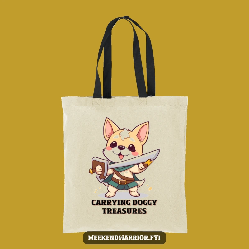Funny Dog Warrior Tote Bag a Playful Hero Accessory for Essentials