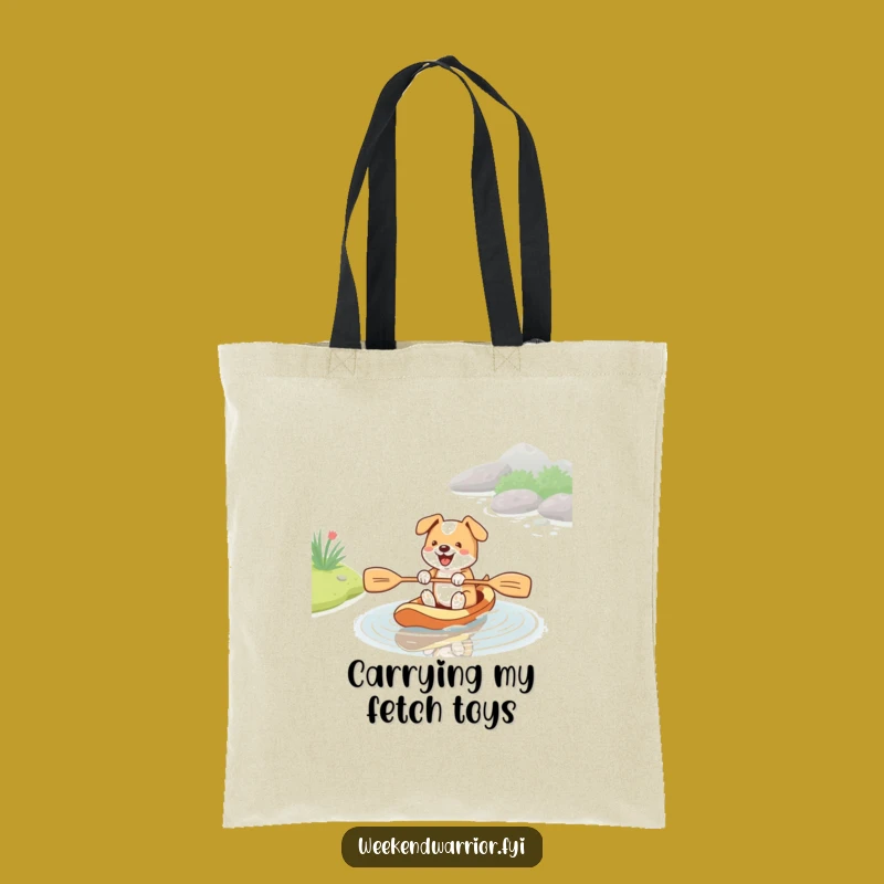 Funny Energetic Dog Paddle Tote Bag - Goofy Canine Water Carrier Gift