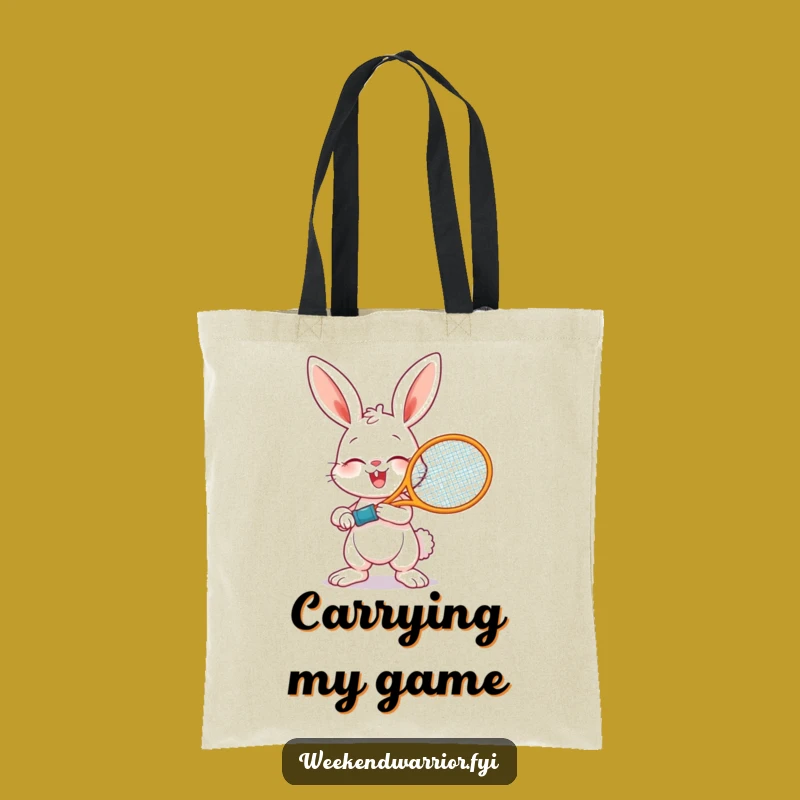 Funny Giggling Bunny Tennis Tote Bag - Carry Your Gear with a Smile