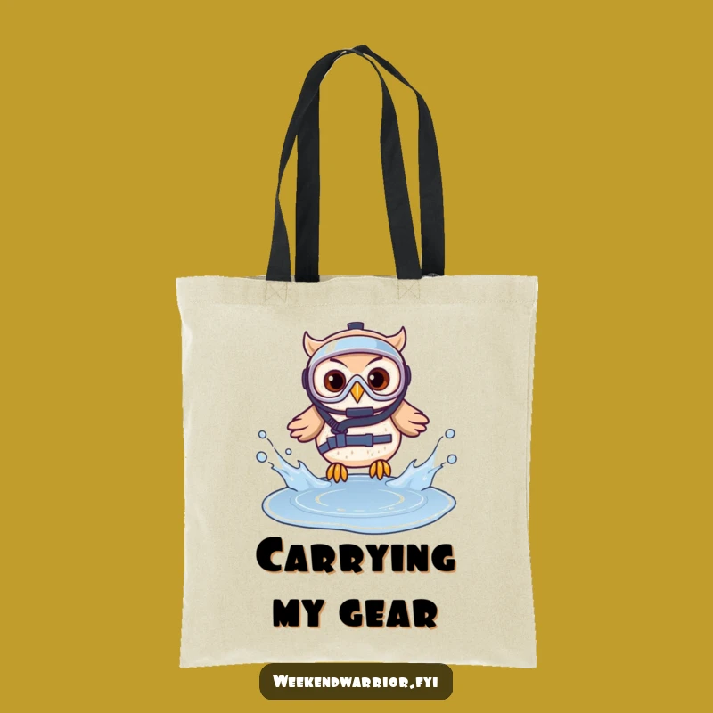 Funny Diving Owl Tote Bag: Carry Your Courage