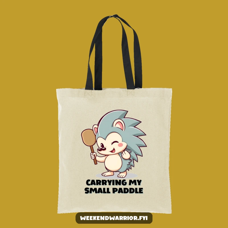 Funny Hedgehog Paddle Tote Bag: Eco-Friendly & Hilarious Gift for Shoppers
