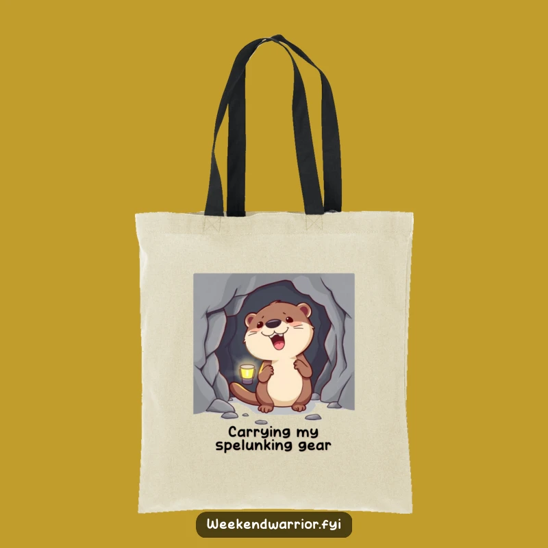 Funny Otter Cave Explorer Tote Bag: Hilarious Headlamp Adventure Carry-all, Ideal Gift