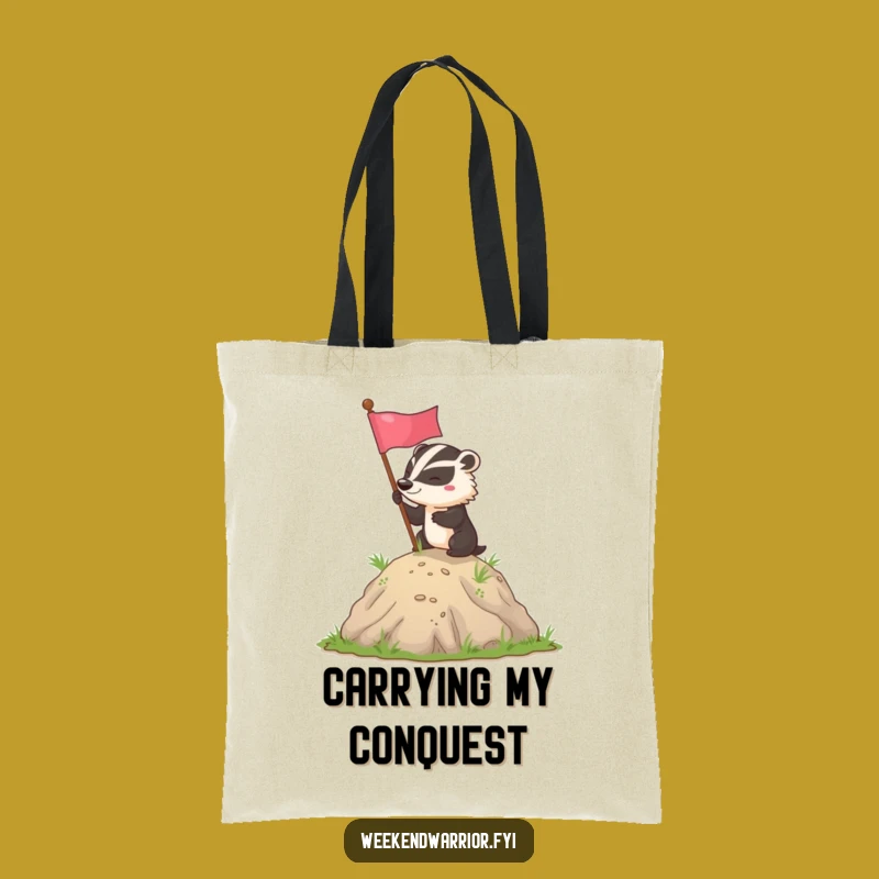 Funny Badger Flag Planting Tote Bag: Determined Conqueror Bag, Useful Gift