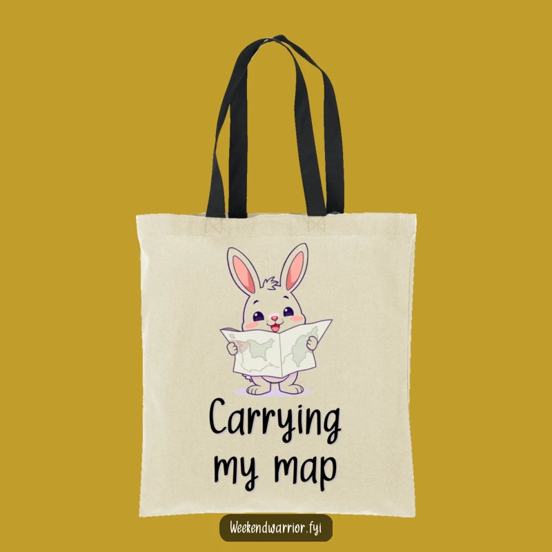 Funny Bunny Map Tote Bag: Cheerful Explorer's Carry-all, Perfect Gift