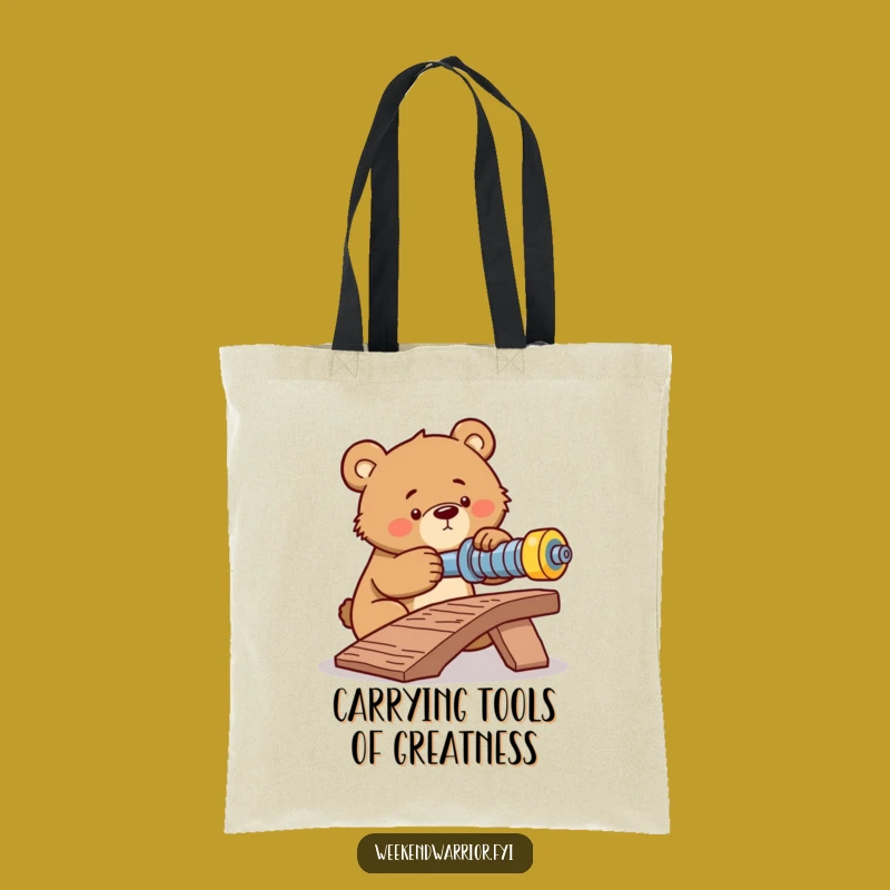 Funny Determined Bear Tote Bag: Carry Your Ambition Everywhere!