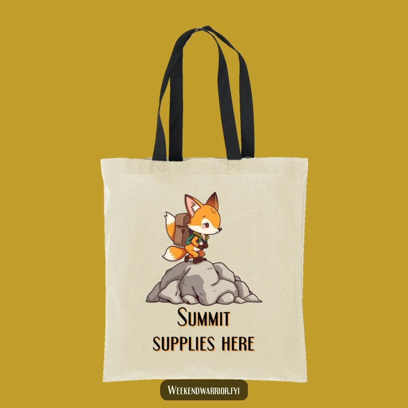 Funny Fox Climbing Tote Bag: Determined Adventurer Backpacking Carry-all, Gift