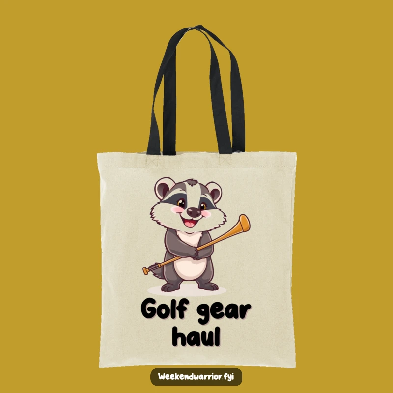 Funny Golf Badger Tote Bag - Practical Golfer Accessory Gift