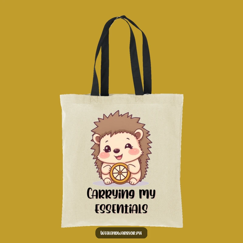 Funny Happy Hedgehog Compass Tote Bag - Whimsical Explorer Carrier Gift