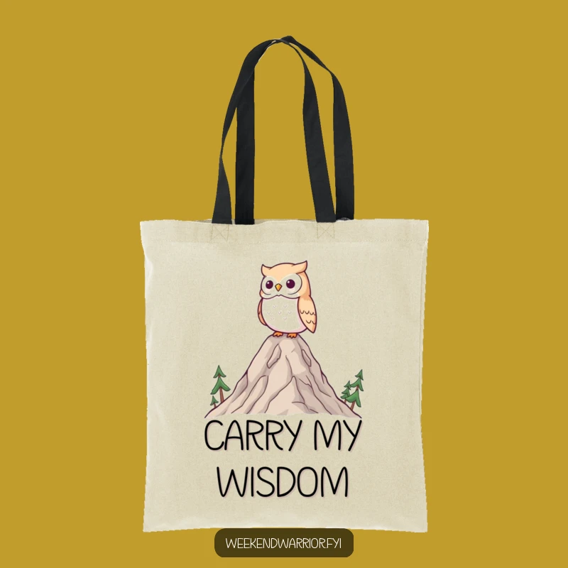Funny Wise Owl Tote Bag - Mountain Surveying Nature Carryall