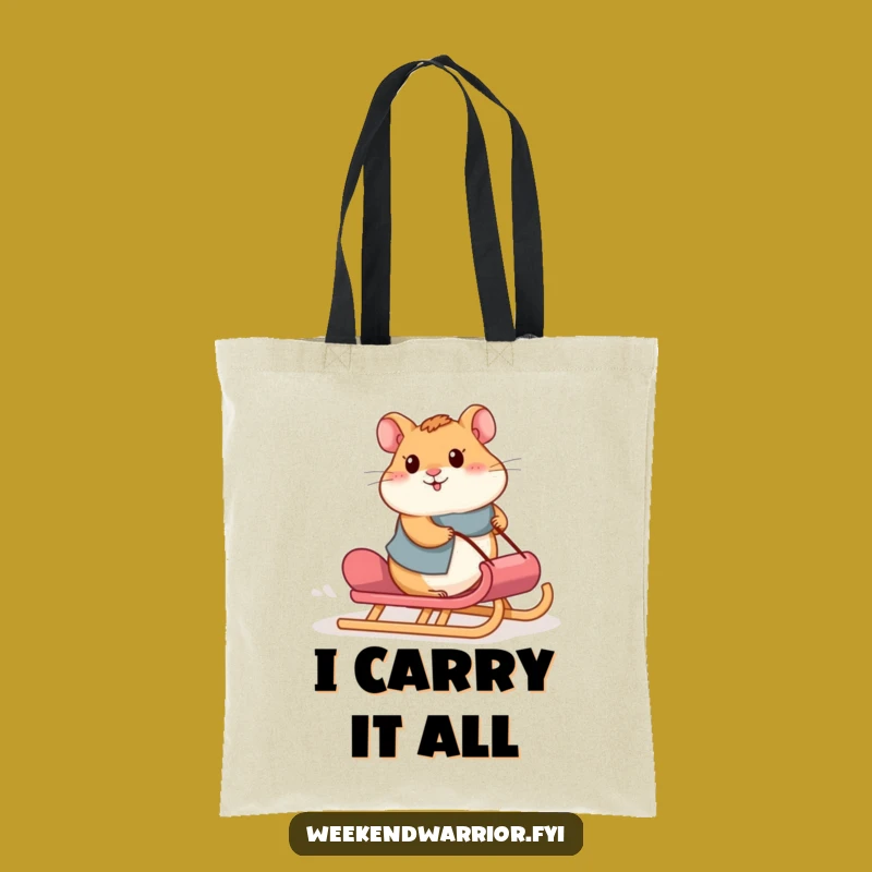 Funny Hamster Sled Tote Bag: Hilarious Carry-All for Your Daily Grind