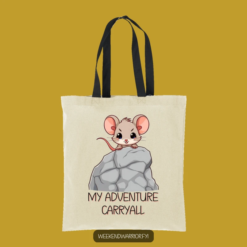 Funny Mouse Rock Climbing Tote Bag: Durable Brave Explorer Accessory Gift