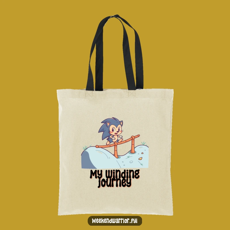 Funny Hedgehog Obstacle Tote Bag: Determined Navigator Accessory Gift