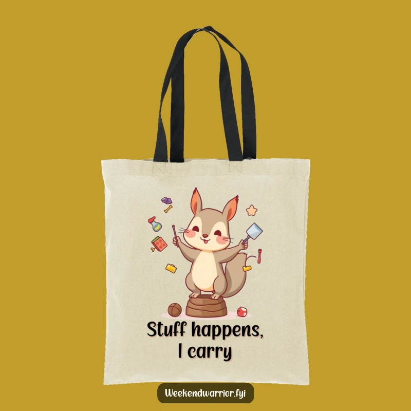 Funny Squirrel Tote Bag: Juggling Groceries Bag, Hilarious Animal Tote Gift